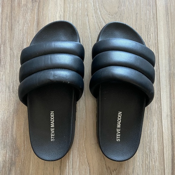 Steve Madden Padded Canny Black Slides sz 8 - Picture 9 of 16